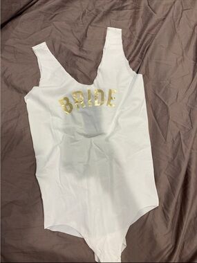 Commando White "BRIDE" Gold Letter Bodysuit